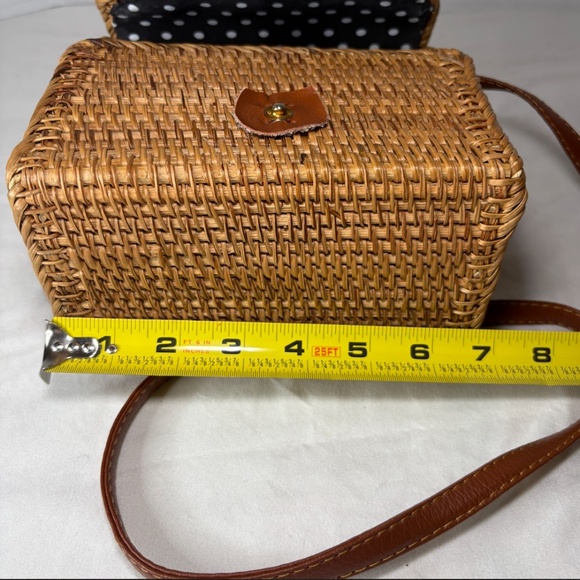 Handwoven Rattan Small Crossbody Bag/Purse Basket Lined Handmade Boho - Picture 13 of 15